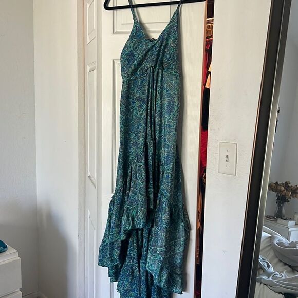 BRAND NEW - From Paris - Beautiful Pattern Dress - Greens & Blues - Small / Med - Picture 1 of 5